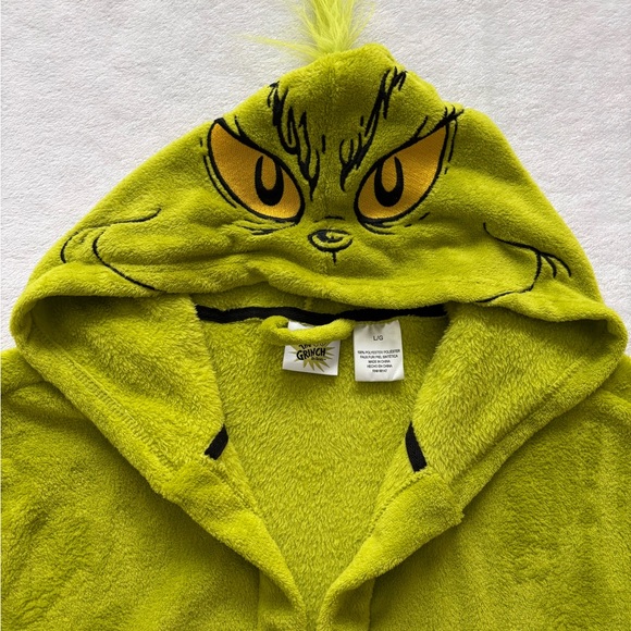 THE GRINCH By Dr. Seuss Men's Cozy Faux Fur Plush Hooded Robe--NEW--L - Picture 9 of 12
